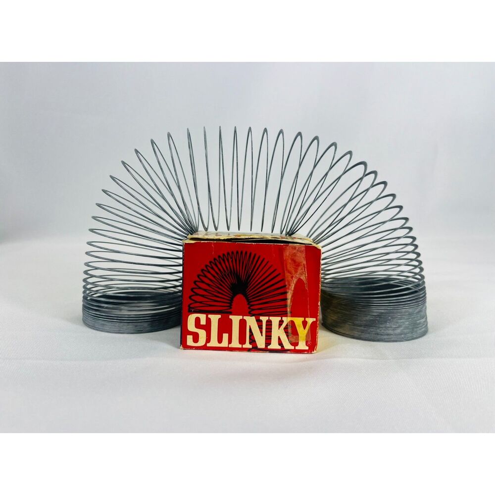 VTG Slinky Original Metal James Industries Original Box Instructions Antique Toy